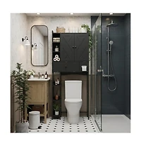 Gaomon Over-The-Toilet, Black Bathroom with Mdf Shelves and Steel Frame, Space-Saving for Small Bathrooms, Towels Essentials
