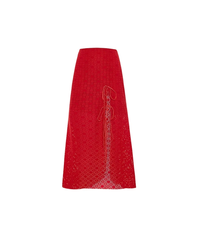 Pcfg Women's The Broderie Anglaise Edit Embroidered Midi Skirt