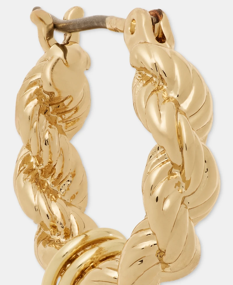 Lauren Ralph Lauren Imitation Pearl Charm Rope Chain Huggie Hoop Earrings