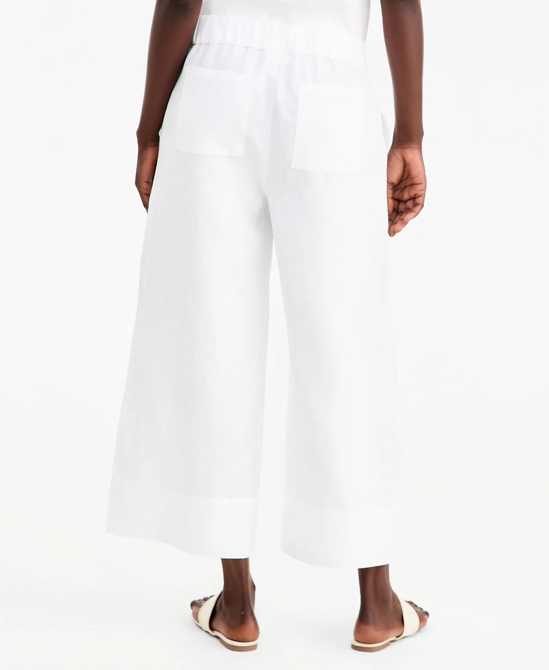 Charter Club Women's High-Rise Wide-Leg Pull-On Linen Pants, Macy's Exclusive
