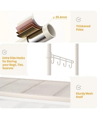 Rolling Clothes Racks with Shelves, 70" H Metal Garment Racks for Hanging Dresses Coats, Portable Wardrobe Closet with Hooksand Wheels, Easy Assembly