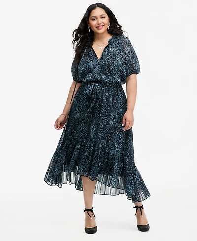 I.n.c. Plus Paisley Metallic High-Low Dress, Macy's Exclusive