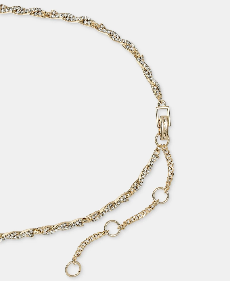 Givenchy Pave Twist Collar Necklace, 16" + 3" extender