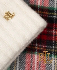 Lauren Ralph Woven Scarf and Knit Beanie Set