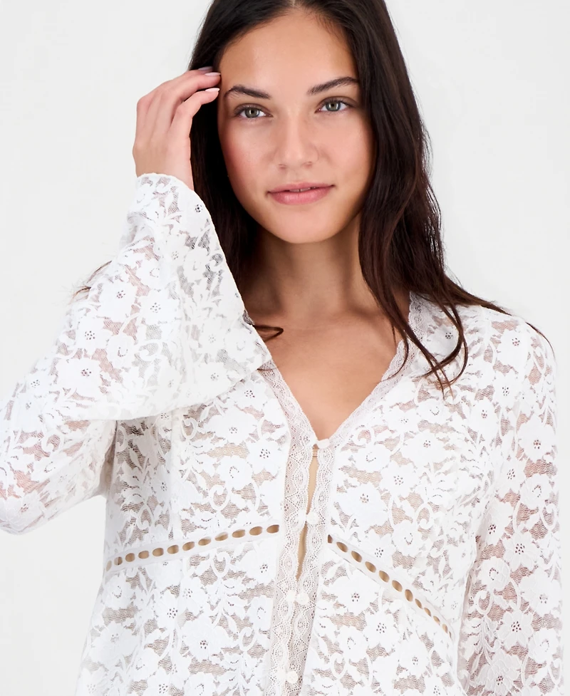 And Now This Women's Lace Bell-Sleeve Button-Front Top, Macy's Exclusive