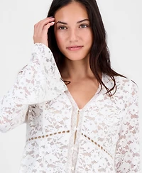 And Now This Women's Lace Bell-Sleeve Button-Front Top, Macy's Exclusive