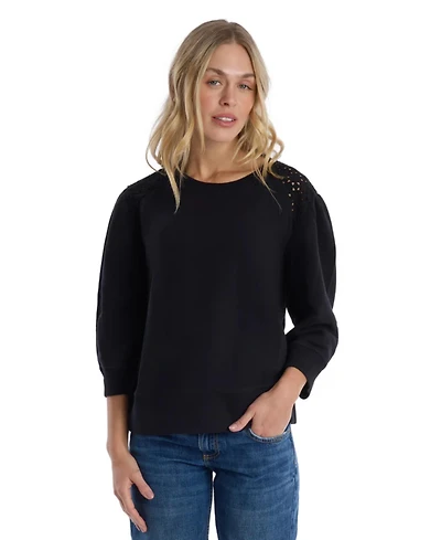 Wilt Women's Sleeve Eyelet Mix Tee