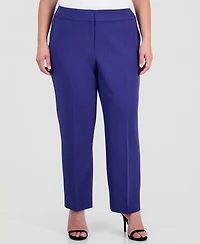 Kasper Plus Mid-Rise Straight-Leg Pants