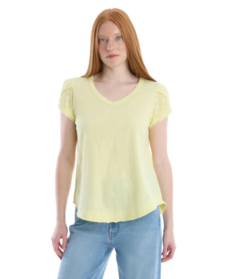 Wilt Women's Eyelet Cap Sleeve Tee