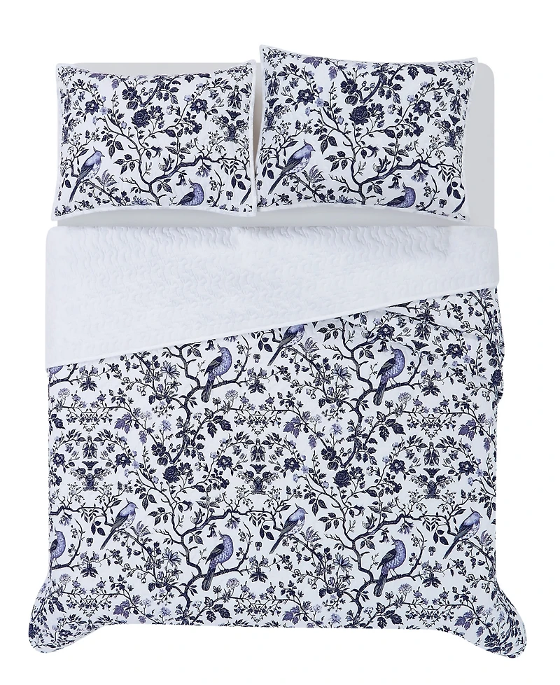 Brooklyn Loom Ava Floral 3-Piece Quilt Set, Full/Queen
