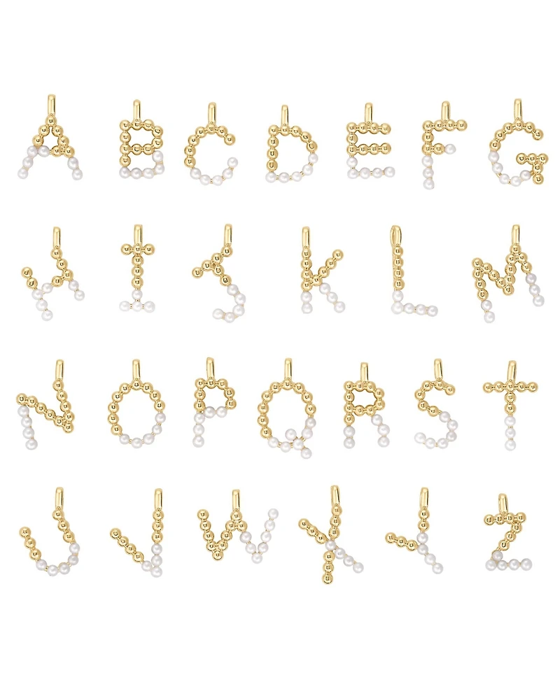 Cultured Pearl Pave Initial Necklace