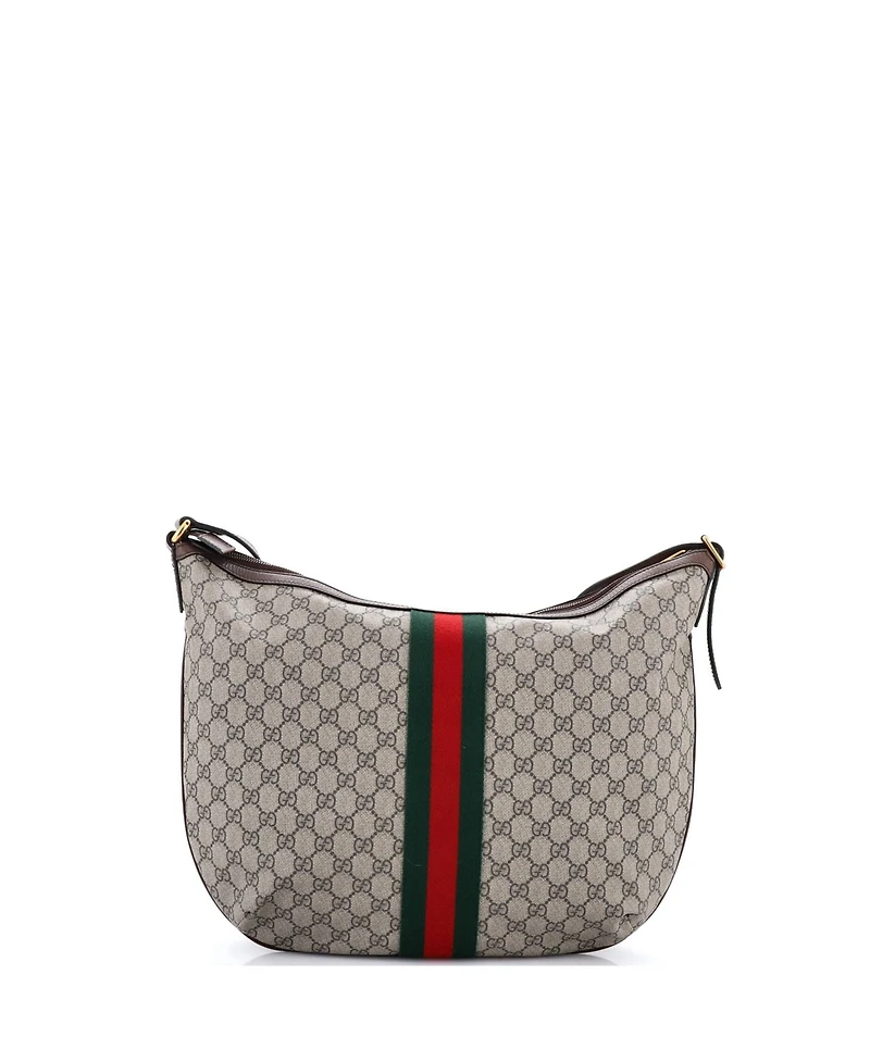 Pre-Owned Gucci Large Ophidia Half Moon Hobo Gg Coated Canvas
