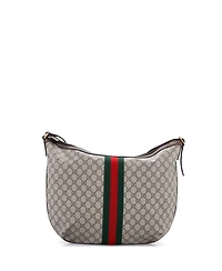 Pre-Owned Gucci Large Ophidia Half Moon Hobo Gg Coated Canvas