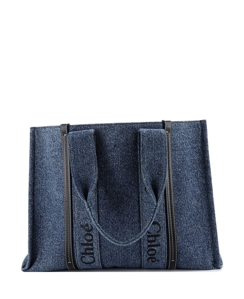 Pre-Owned Chloe Large Woody Tote Canvas with Leather