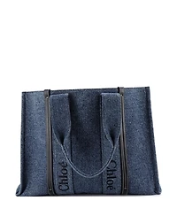 Pre-Owned Chloe Large Woody Tote Canvas with Leather