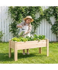 Costway Wooden Raised Garden Bed with Legs, Drainage Holes