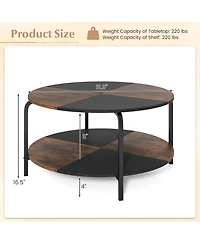 Slickblue 2-Tier Round Coffee Table with Open Shelf for Living Room Storage