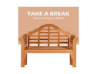 Mondawe 49 Inch Eucalyptus Wood Outdoor Folding Bench with Backrest Armrest for Patio Garden