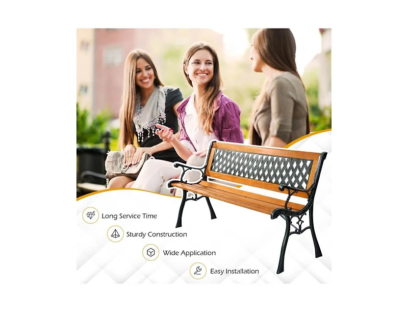 Mondawe Outdoor Cast Iron Patio Bench