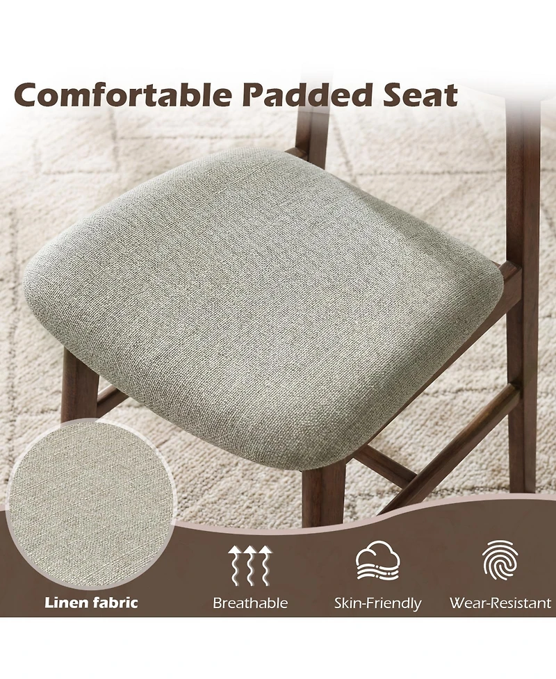 Gymax 4Piece Dining Chairs With Curved Backrest Linen Fabric Upholstered Seat for Kitchen
