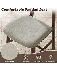 Gymax 4Piece Dining Chairs With Curved Backrest Linen Fabric Upholstered Seat for Kitchen