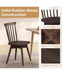 Gymax Dining Chairs Set of 2 Mid Century Rubber Wood Kitchen Swivel Seat Walnut