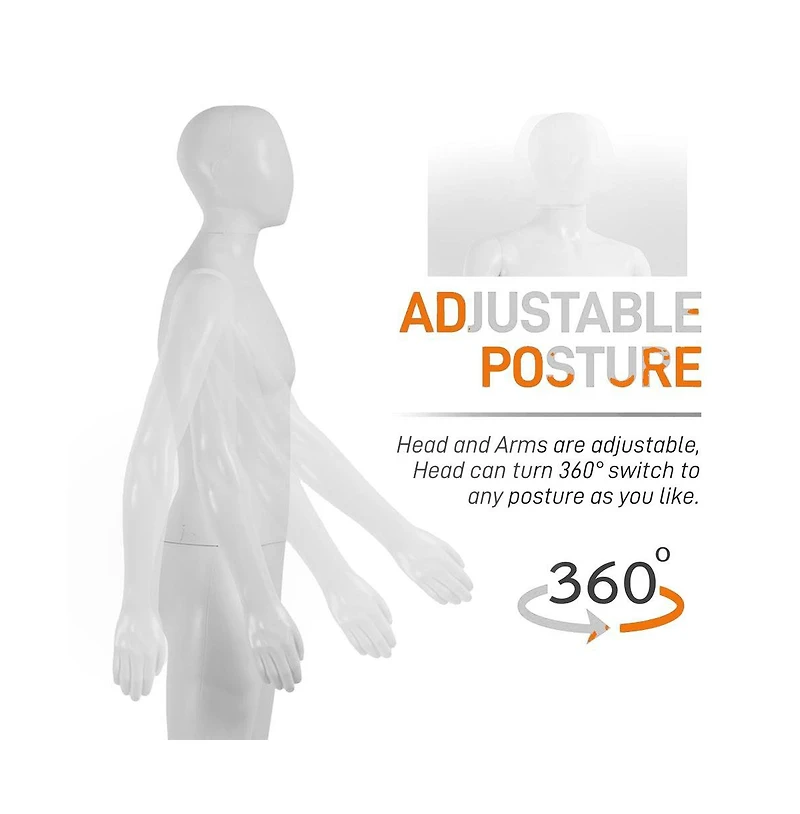 SereneLife Male Mannequin Torso Dress Form, Full Body Adjustable Stand