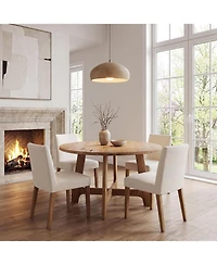 Tribesigns 47'' Solid Wood Round Dining Table, Round Dining Room Table with Wood Pedestal Base for 4 People