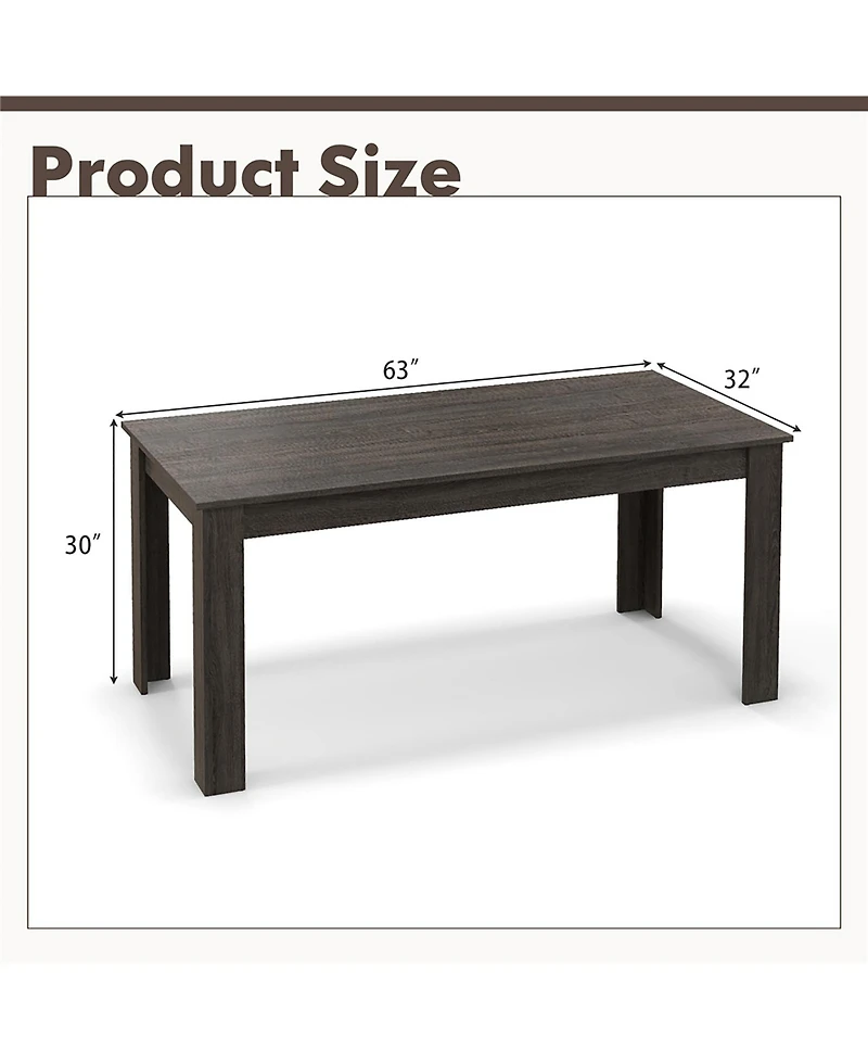 Gymax Dining Table for 4-6 People 63-inches Kitchen Table with L-shaped Le