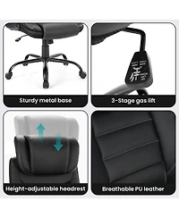 homfan Big and Tall Executive Chair 400 lbs Ergonomic Leather Desk Chair with Lumbar Support and Adjustable Headrest for Long Sitting