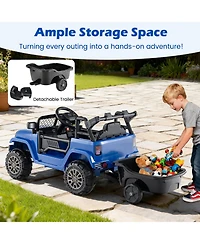 Gymax Kids Ride On Utv Car with Detachable TrailerParent Remote Control Light and Music