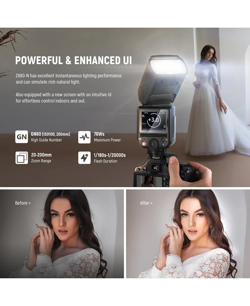 Neewer Z880-n Camera Flash with 76Ws, 2600mAh, Ttl