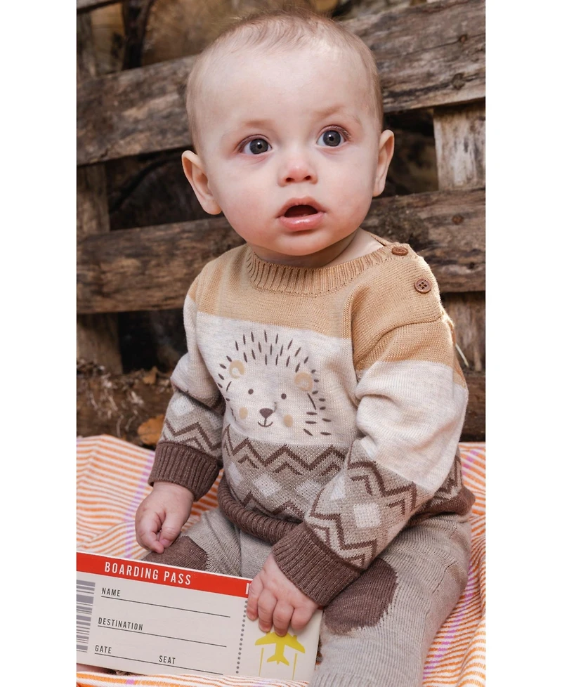 Deux par Baby Boys ( 3M to 24 M ) Knitted Sweater and Pants Set Cinnamon