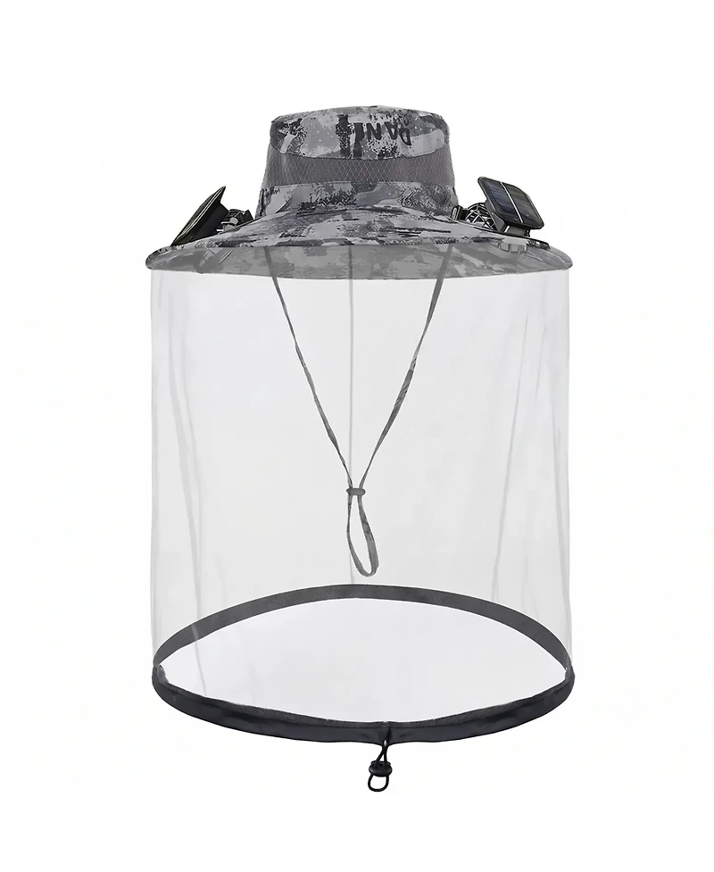 Ayamaya Solar Fan Hat with Mosquito Net, Upf 50+ Sun Protection and Dual Cooling Fans for Outdoor Activities