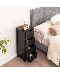 Gymax Bathroom Floor Cabinet Freestanding Narrow Side Storage Organizer w/ 4 Drawers