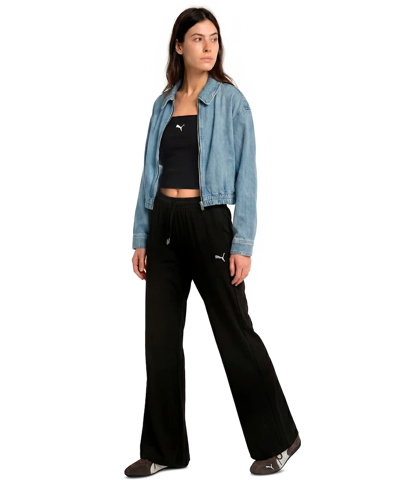 Puma Women's Stretch Knit Wide-Leg Pull-On Pants