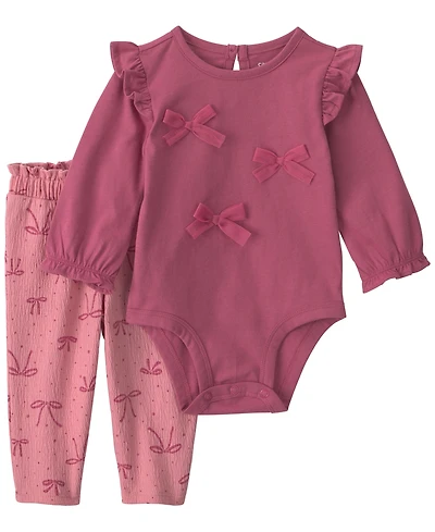 Carter's Baby Girls' Long-Sleeve Bodysuit and Pants, 2-Piece Set