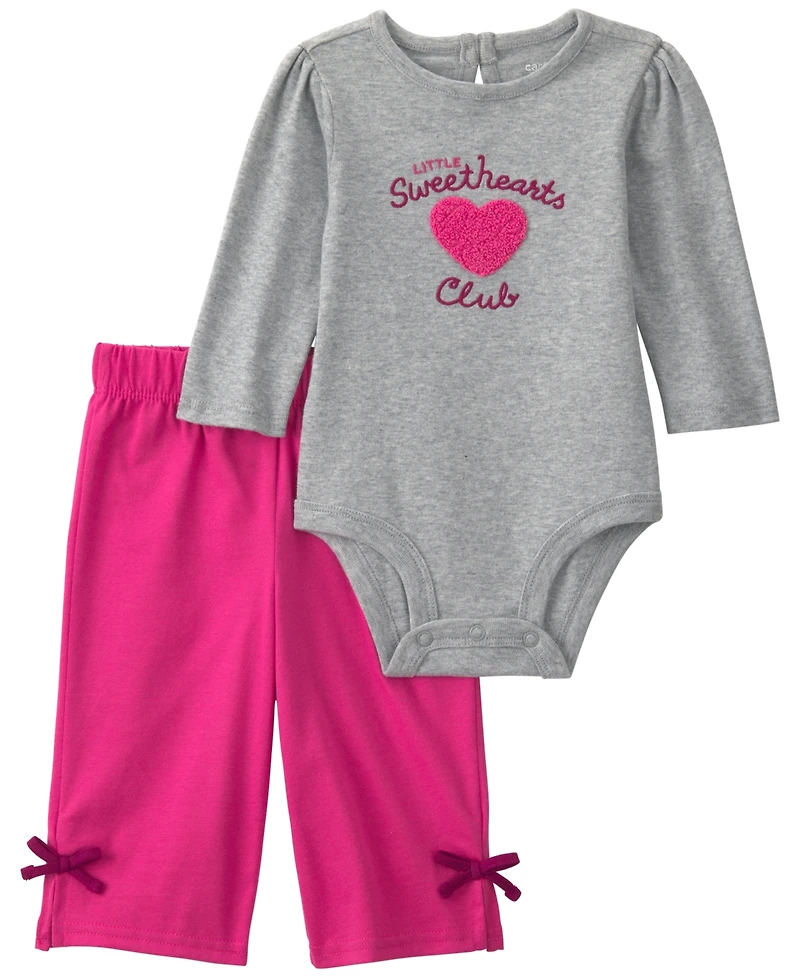 Carter's Baby Girls' Long-Sleeve Bodysuit and Pants, 2-Piece Set