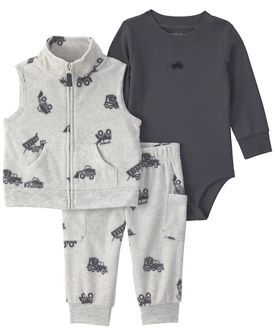 Carter's Baby Boys' Sleeveless Layering Vest, Bodysuit and Pants, 3-Piece Set