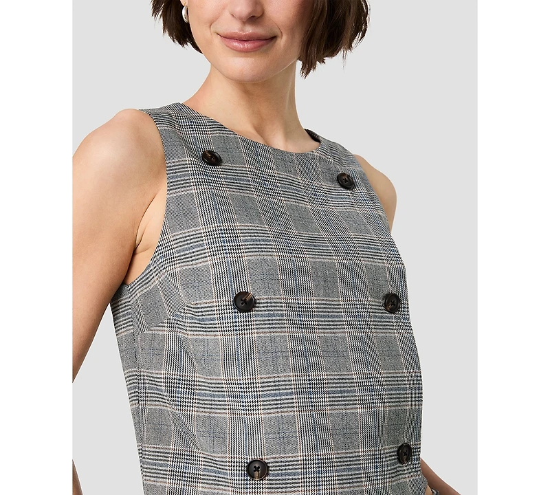 French Connection Women's Matteo Jewel Neck Sleeveless Button-Front Top