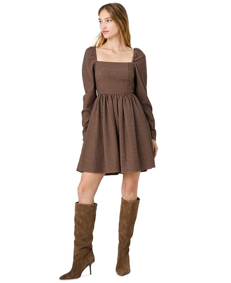 French Connection Women's Diana Square Neck Long-Sleeve Fit-and-Flare Mini Dress