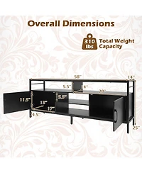 Slickblue 58 Inch Industrial Tv Stand with Cabinets and Adjustable Shelf for TVs up to 65 Inch-Rustic Brown
