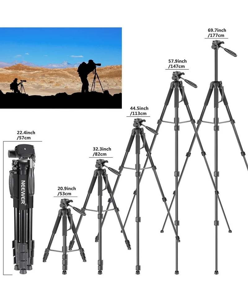 Neewer SAB264 Camera Tripod with 2 in, 177cm