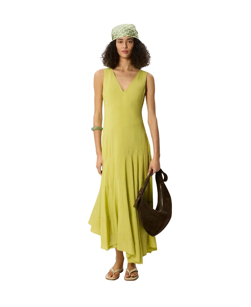 Whistles Women's V-Neck Tiered Sleeveless Midi Dress