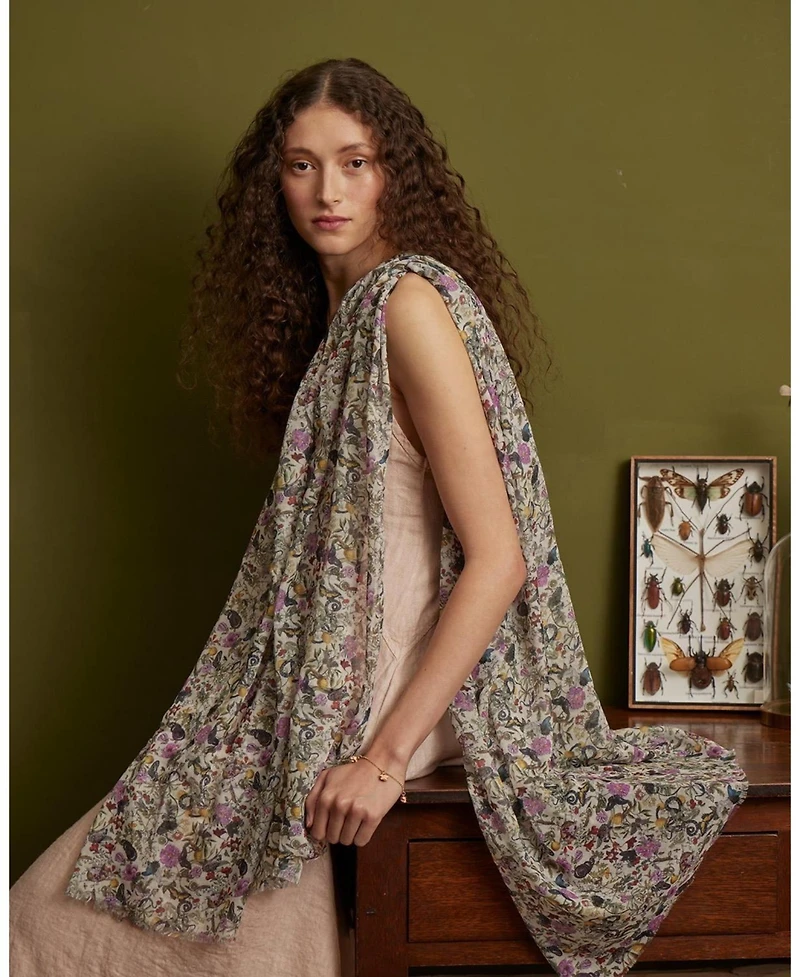 Fable England Women's Floral Engravings Lightweight Scarf