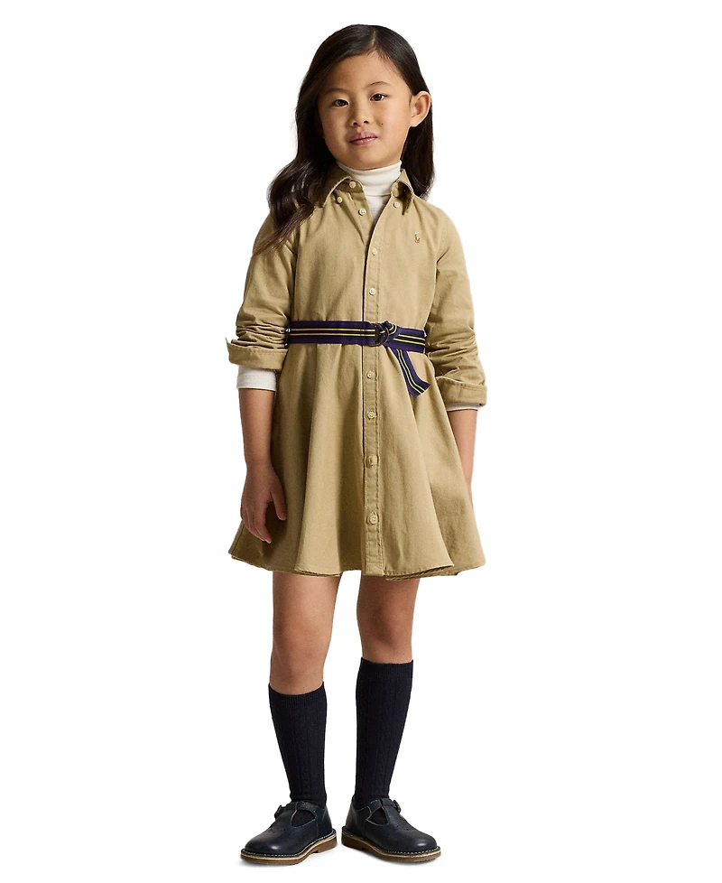 Polo Ralph Lauren Toddler and Little Girls Belted Chino Cotton Shirtdress