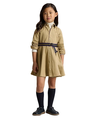 Polo Ralph Lauren Toddler and Little Girls Belted Chino Cotton Shirtdress
