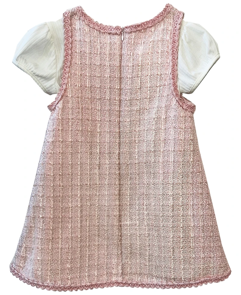 Blueberi Boulevard Girls' 2T-6X Short-Sleeve Top and Sleeveless Jumper Dress, 2-Piece Set