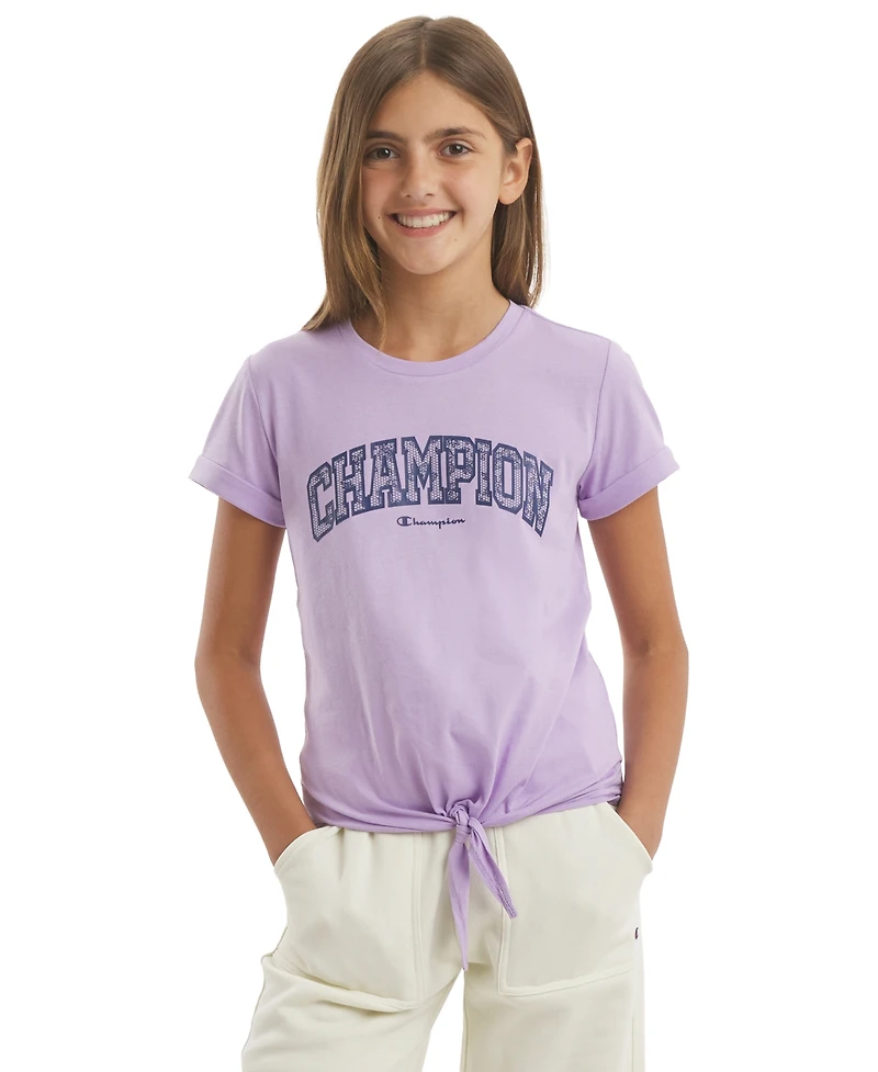 Champion Girls' 7-16 Tie Front Graphic Short-Sleeve T-Shirt