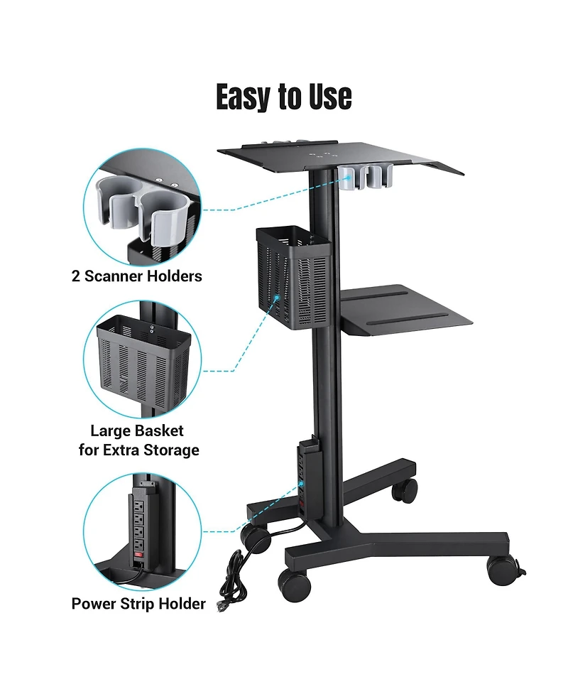 Yescom NexusX MedEvolve 2 Tiers Medical Trolley Mobile Medical Cart Rolling Cart Lab Dental Office